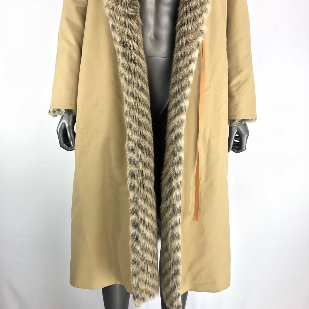 Fur Hooded Trench Coat by Bonnie Cashin Rare Vtg - Picture 2 of 8